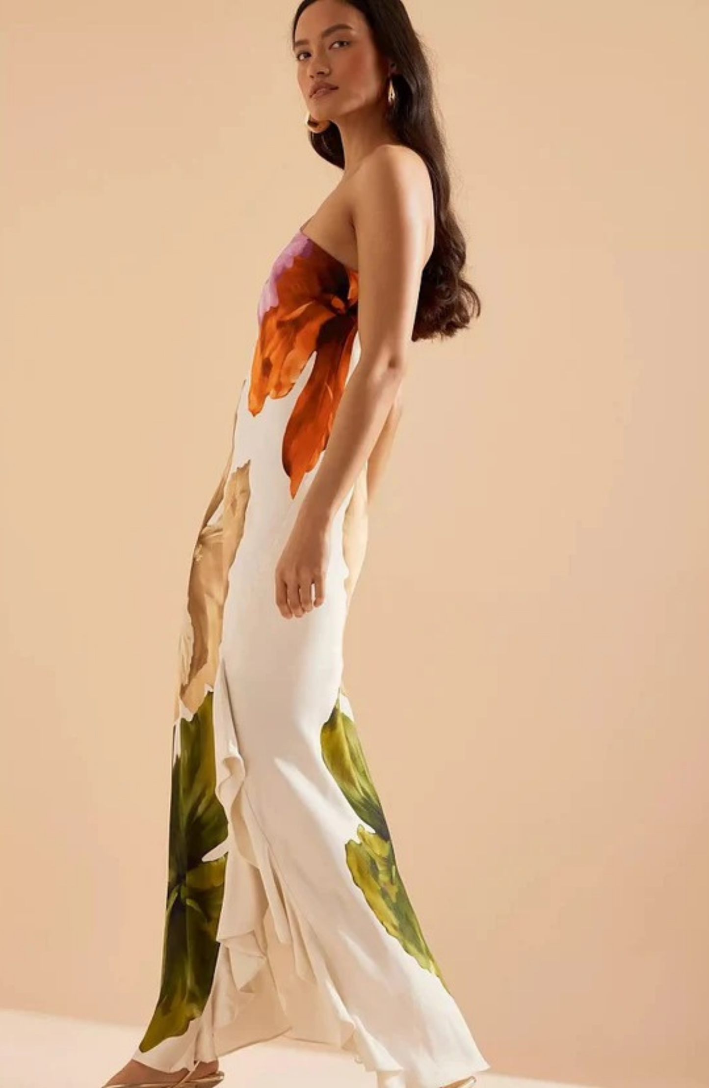 Liana | Floral Ruffle One-Shoulder Maxi Dress