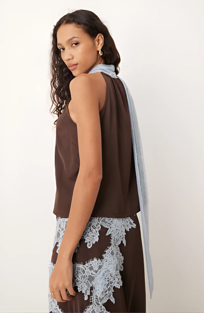 Riviera | Contrast Lace Halter Neck Skirt Set