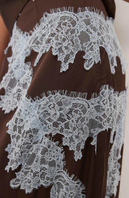 Riviera | Contrast Lace Halter Neck Skirt Set